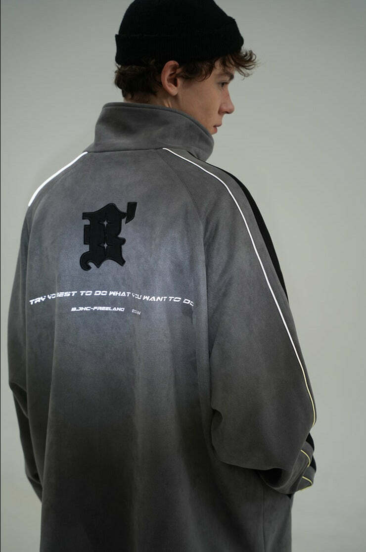 BJHG 3M Suede Track Jacket - Y2K Summer, 90s Grunge, Retro Hip Hop, Pastel Goth, Y
