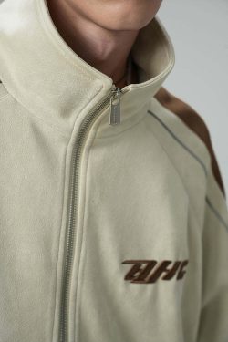 BJHG 3M Suede Track Jacket - Y2K Summer, 90s Grunge, Retro Hip Hop, Pastel Goth, Y