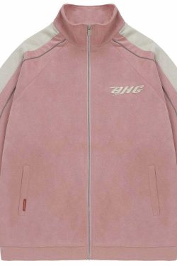 BJHG 3M Suede Track Jacket - Y2K Summer, 90s Grunge, Retro Hip Hop, Pastel Goth, Y