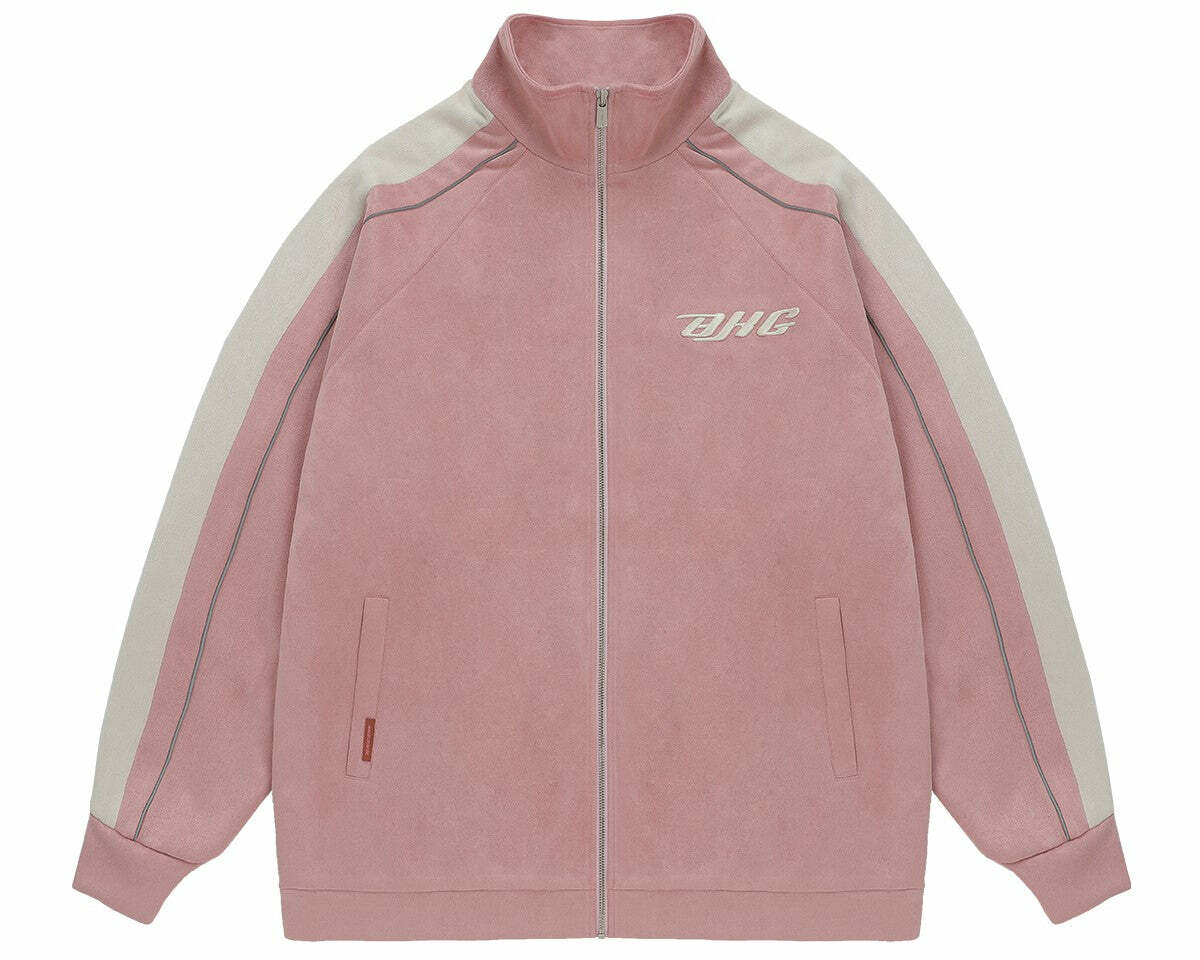 BJHG 3M Suede Track Jacket - Y2K Summer, 90s Grunge, Retro Hip Hop, Pastel Goth, Y