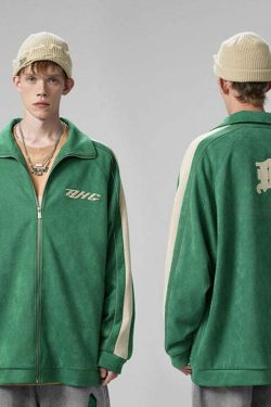 BJHG 3M Suede Track Jacket - Y2K Summer, 90s Grunge, Retro Hip Hop, Pastel Goth, Y