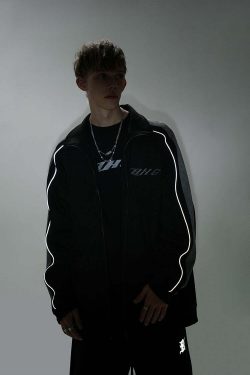 BJHG 3M Suede Track Jacket - Y2K Summer, 90s Grunge, Retro Hip Hop, Pastel Goth, Y