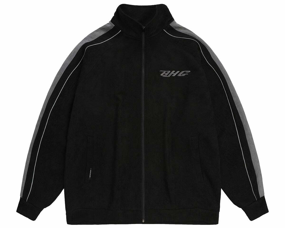 BJHG 3M Suede Track Jacket - Y2K Summer, 90s Grunge, Retro Hip Hop, Pastel Goth, Y