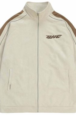 BJHG 3M Suede Track Jacket - Y2K Summer, 90s Grunge, Retro Hip Hop, Pastel Goth, Y