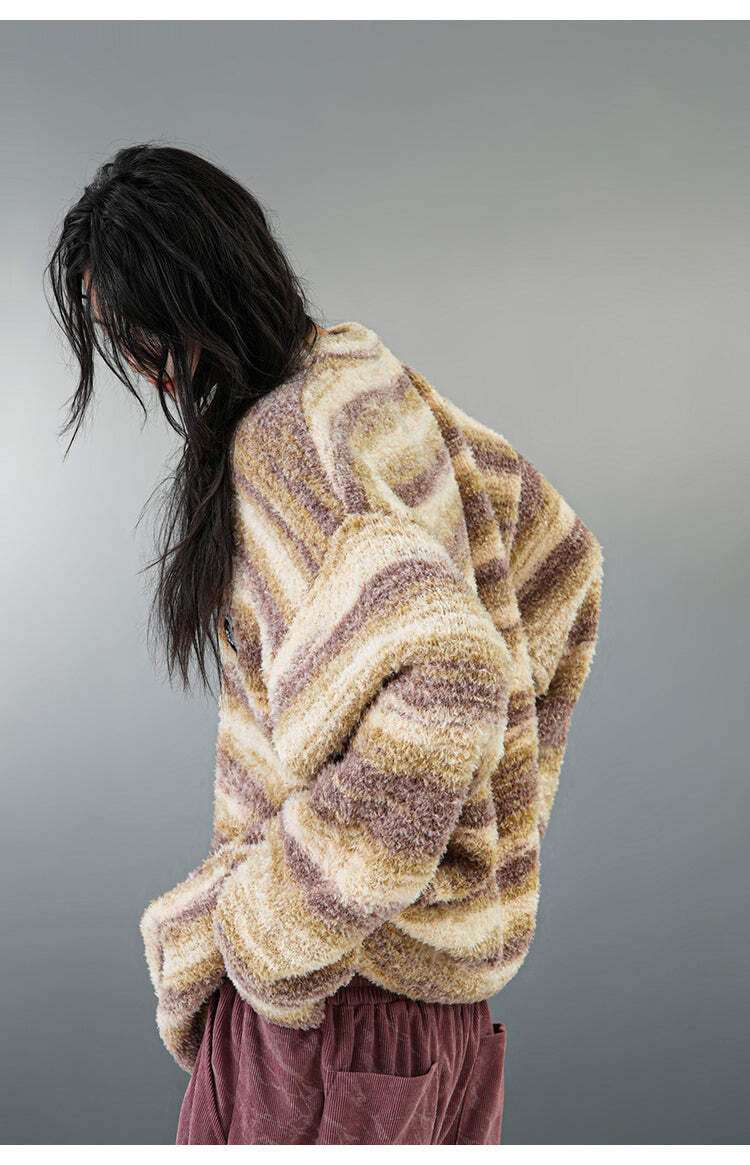 BJHG Contrast Painted Stripe Sweater - Y2K Grunge, 90s Fashion, Retro Style, Pastel Goth Outfits