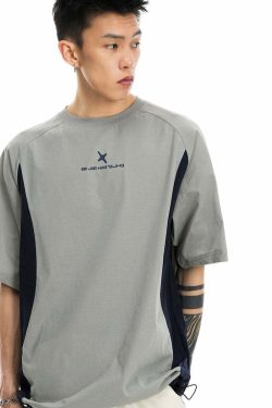 BJHG Curve Contrast Tee - Y2K Summer Grunge, 90s Retro, Pastel Goth, Y2K Club & Party Outfits