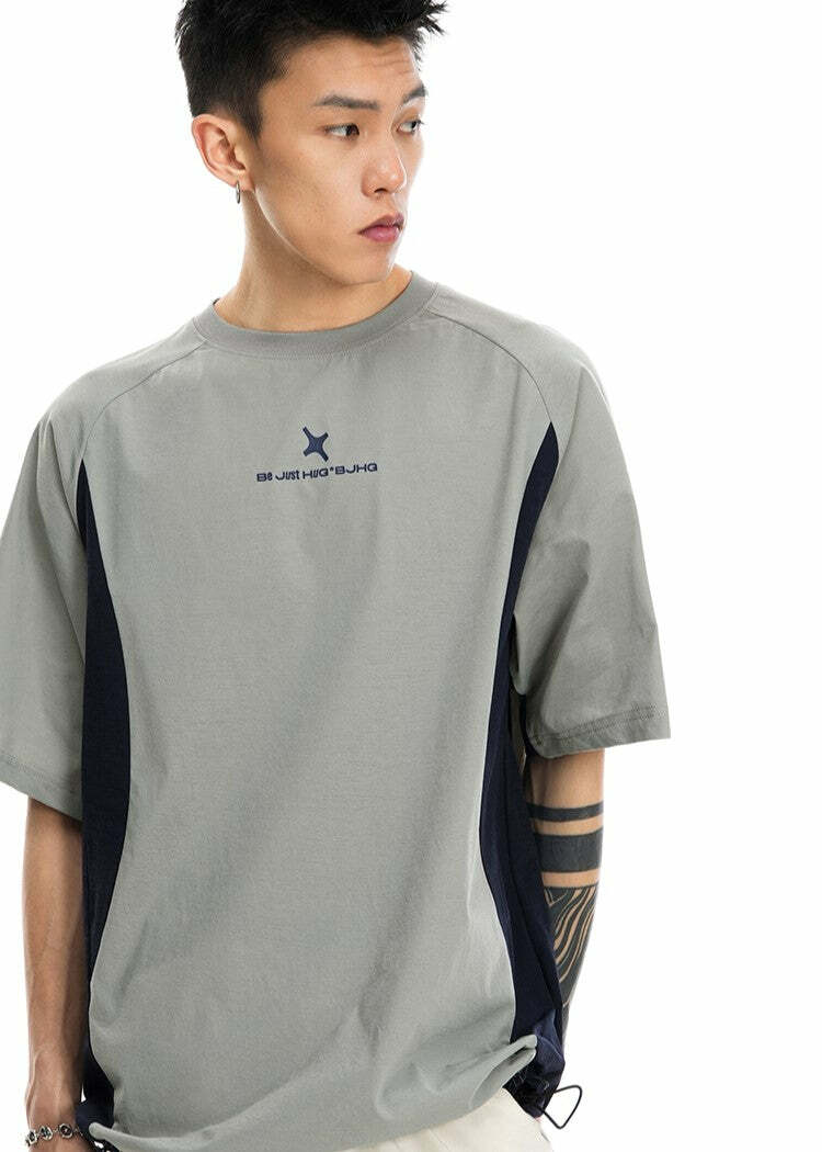 BJHG Curve Contrast Tee - Y2K Summer Grunge, 90s Retro, Pastel Goth, Y2K Club & Party Outfits
