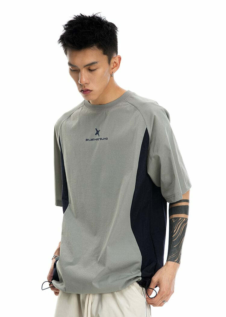 BJHG Curve Contrast Tee - Y2K Summer Grunge, 90s Retro, Pastel Goth, Y2K Club & Party Outfits