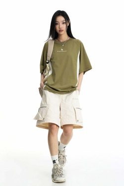 BJHG Curve Contrast Tee - Y2K Summer Grunge, 90s Retro, Pastel Goth, Y2K Club & Party Outfits