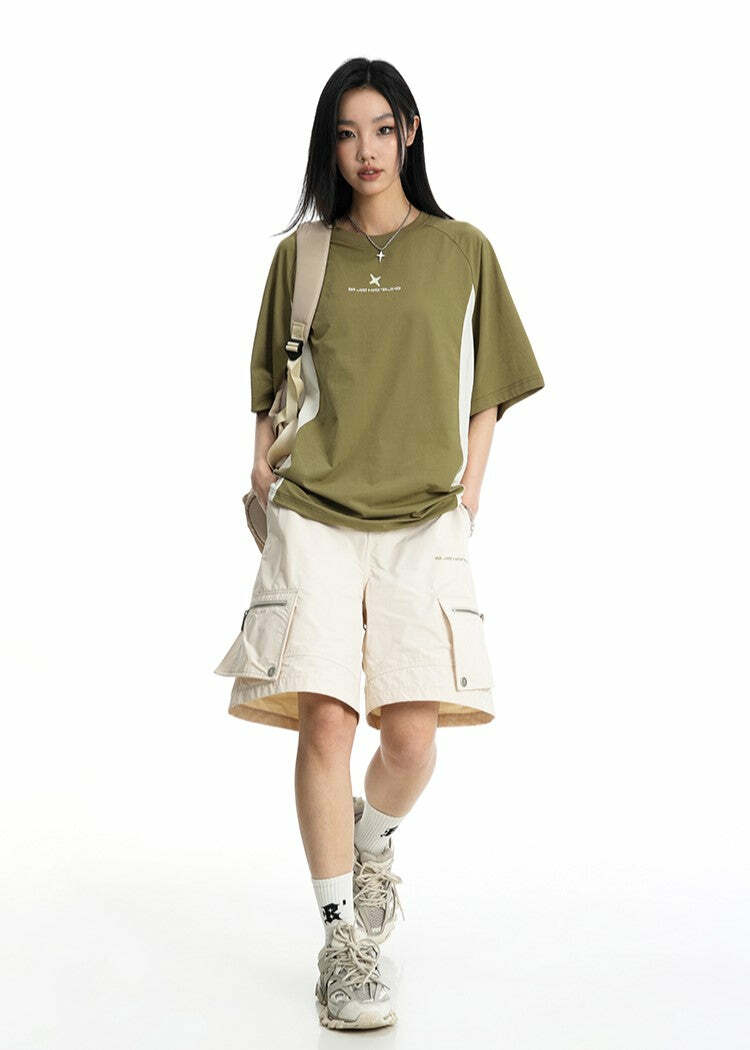 BJHG Curve Contrast Tee - Y2K Summer Grunge, 90s Retro, Pastel Goth, Y2K Club & Party Outfits