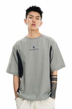 BJHG Curve Contrast Tee - Y2K Summer Grunge, 90s Retro, Pastel Goth, Y2K Club & Party Outfits