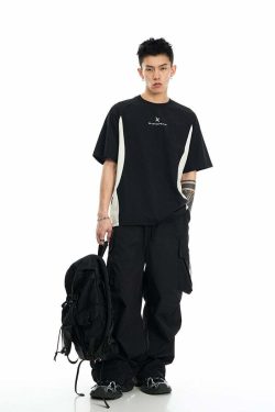 BJHG Curve Contrast Tee - Y2K Summer Grunge, 90s Retro, Pastel Goth, Y2K Club & Party Outfits