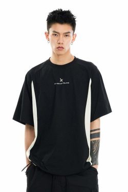 BJHG Curve Contrast Tee - Y2K Summer Grunge, 90s Retro, Pastel Goth, Y2K Club & Party Outfits