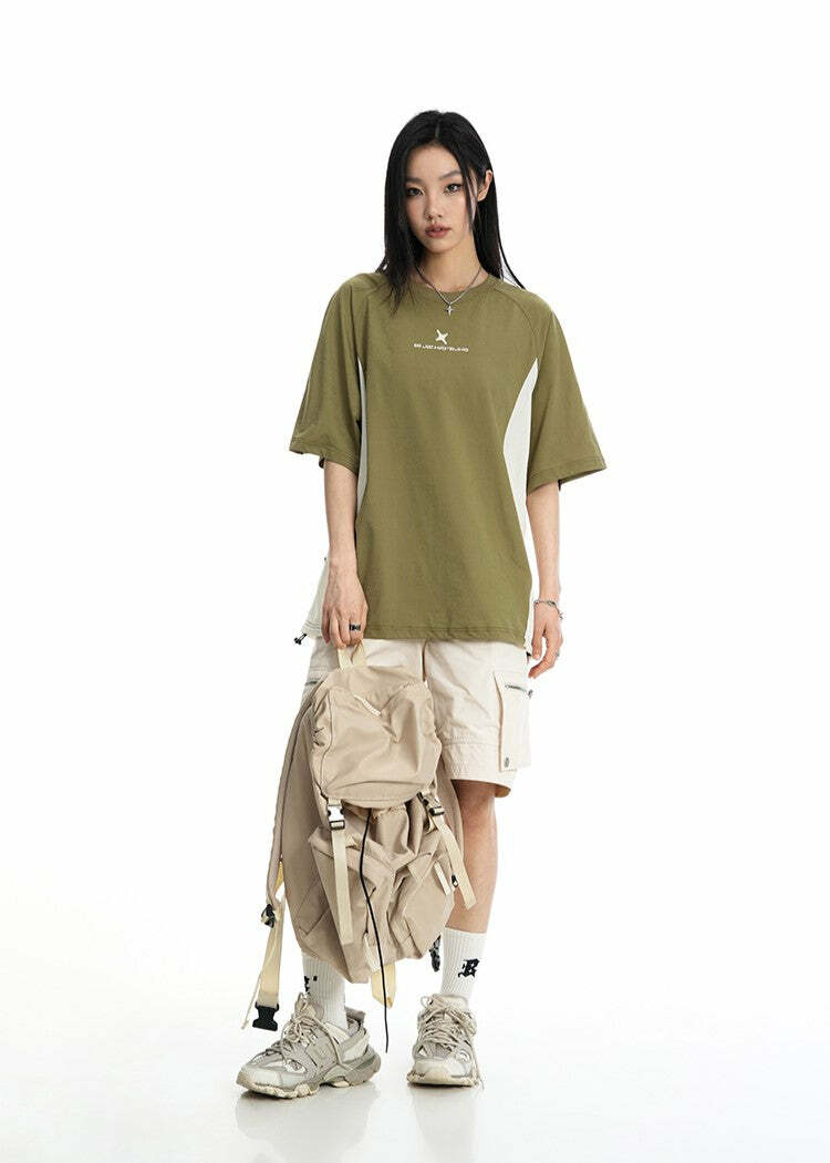 BJHG Curve Contrast Tee - Y2K Summer Grunge, 90s Retro, Pastel Goth, Y2K Club & Party Outfits