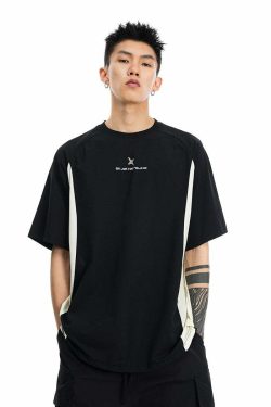BJHG Curve Contrast Tee - Y2K Summer Grunge, 90s Retro, Pastel Goth, Y2K Club & Party Outfits