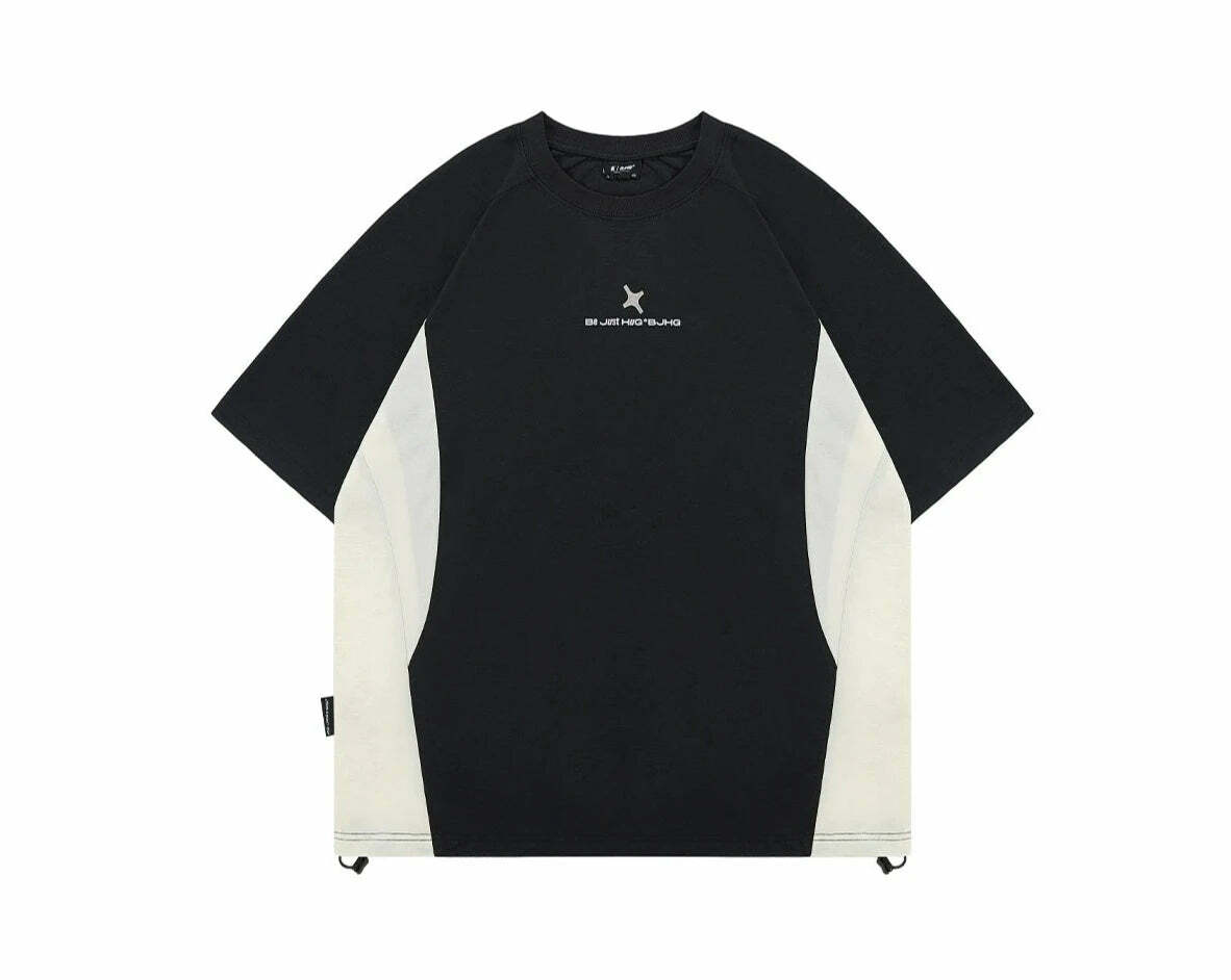 BJHG Curve Contrast Tee - Y2K Summer Grunge, 90s Retro, Pastel Goth, Y2K Club & Party Outfits