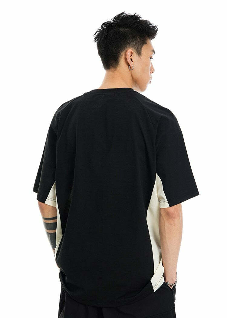 BJHG Curve Contrast Tee - Y2K Summer Grunge, 90s Retro, Pastel Goth, Y2K Club & Party Outfits