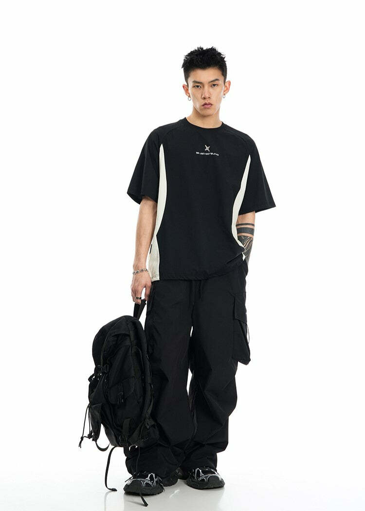 BJHG Curve Contrast Tee - Y2K Summer Grunge, 90s Retro, Pastel Goth, Y2K Party & Club Outfits
