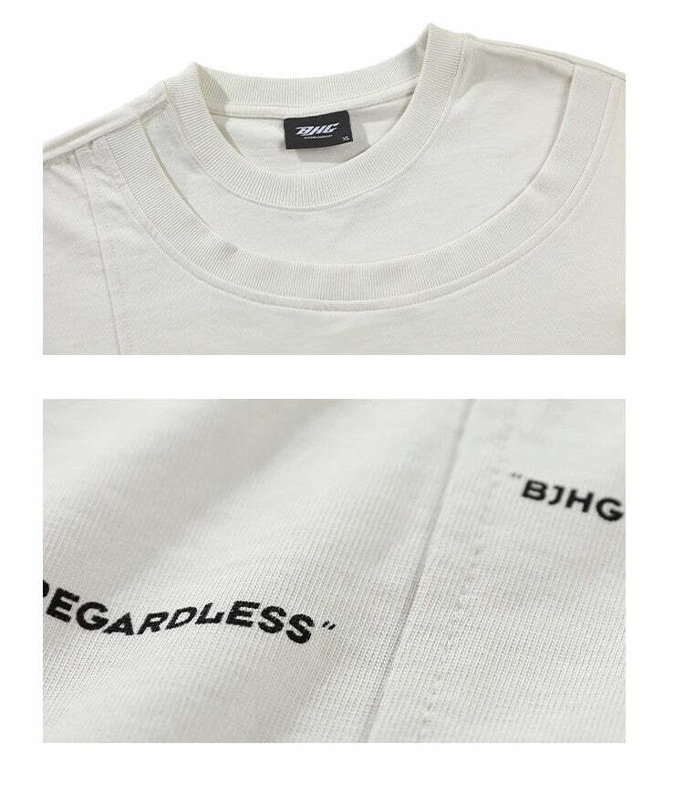 BJHG Double Collar Tee - Y2K Summer Grunge, 90s Retro, Pastel Goth, Y2K Club & Party Outfits