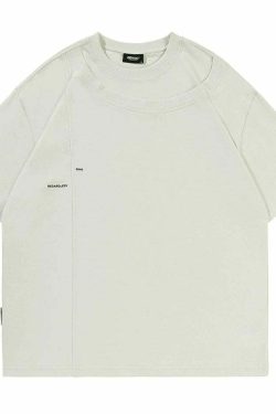 BJHG Double Collar Tee - Y2K Summer Grunge, 90s Retro, Pastel Goth, Y2K Club & Party Outfits