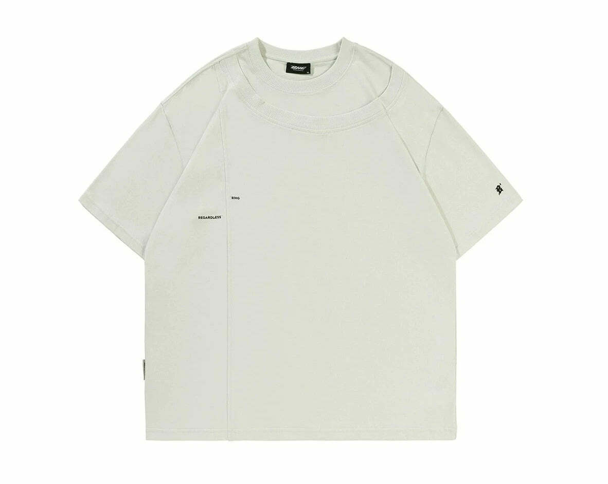 BJHG Double Collar Tee - Y2K Summer Grunge, 90s Retro, Pastel Goth, Y2K Club & Party Outfits