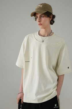 BJHG Double Collar Tee - Y2K Summer Grunge, 90s Retro, Pastel Goth, Y2K Party & Club Outfits