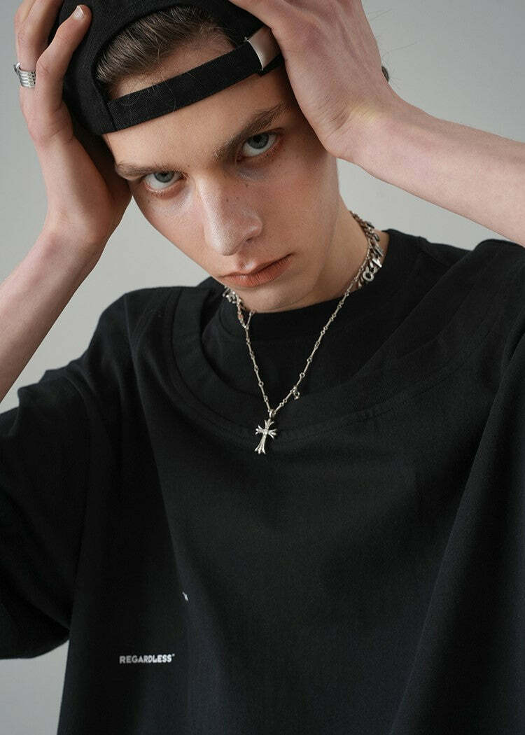 BJHG Double Collar Tee - Y2K Summer Grunge, 90s Retro, Pastel Goth, Y2K Party & Club Outfits