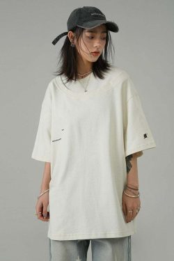 BJHG Double Collar Tee - Y2K Summer Grunge, 90s Retro, Pastel Goth, Y2K Party & Club Outfits