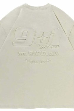 BJHG Embossed Logo Tee - Y2K Summer Grunge, 90s Retro, Pastel Goth, Y2K Club & Party