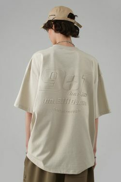 BJHG Embossed Logo Tee - Y2K Summer Grunge, 90s Retro, Pastel Goth, Y2K Club & Party