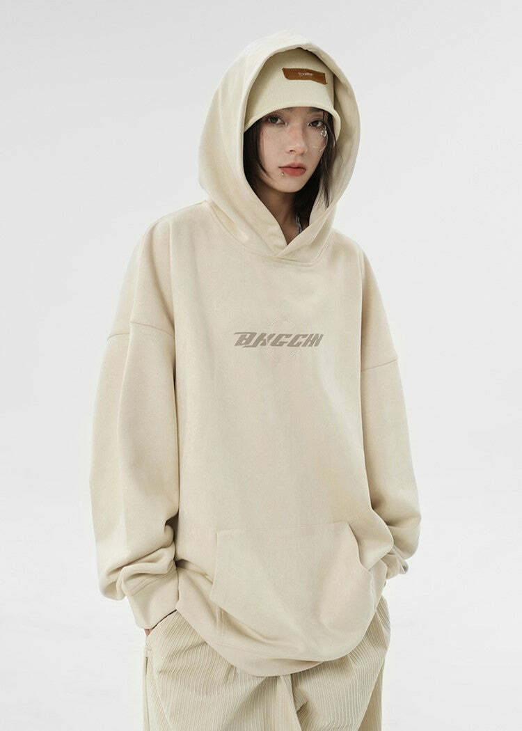 BJHG Embroidered Thorns Suede Hoodie - Y2K Grunge, 90s Fashion, Retro Style, Gothic Y2K Out