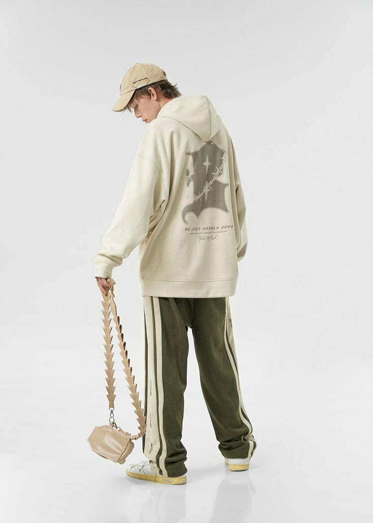 BJHG Embroidered Thorns Suede Hoodie - Y2K Grunge, 90s Fashion, Retro Style, Gothic Y2K Out