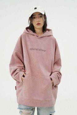 BJHG Embroidered Thorns Suede Hoodie - Y2K Grunge, 90s Fashion, Retro Style, Gothic Y2K Out