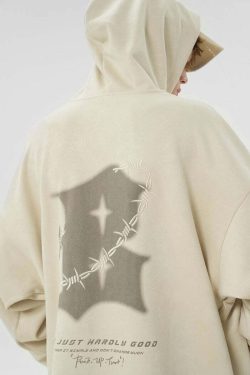 BJHG Embroidered Thorns Suede Hoodie - Y2K Grunge, 90s Fashion, Retro Style, Gothic Y2K Out