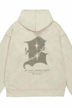 BJHG Embroidered Thorns Suede Hoodie - Y2K Grunge, 90s Fashion, Retro Style, Gothic Y2K Out