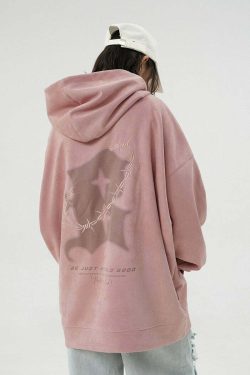 BJHG Embroidered Thorns Suede Hoodie - Y2K Grunge, 90s Fashion, Retro Style, Gothic Y2K Out