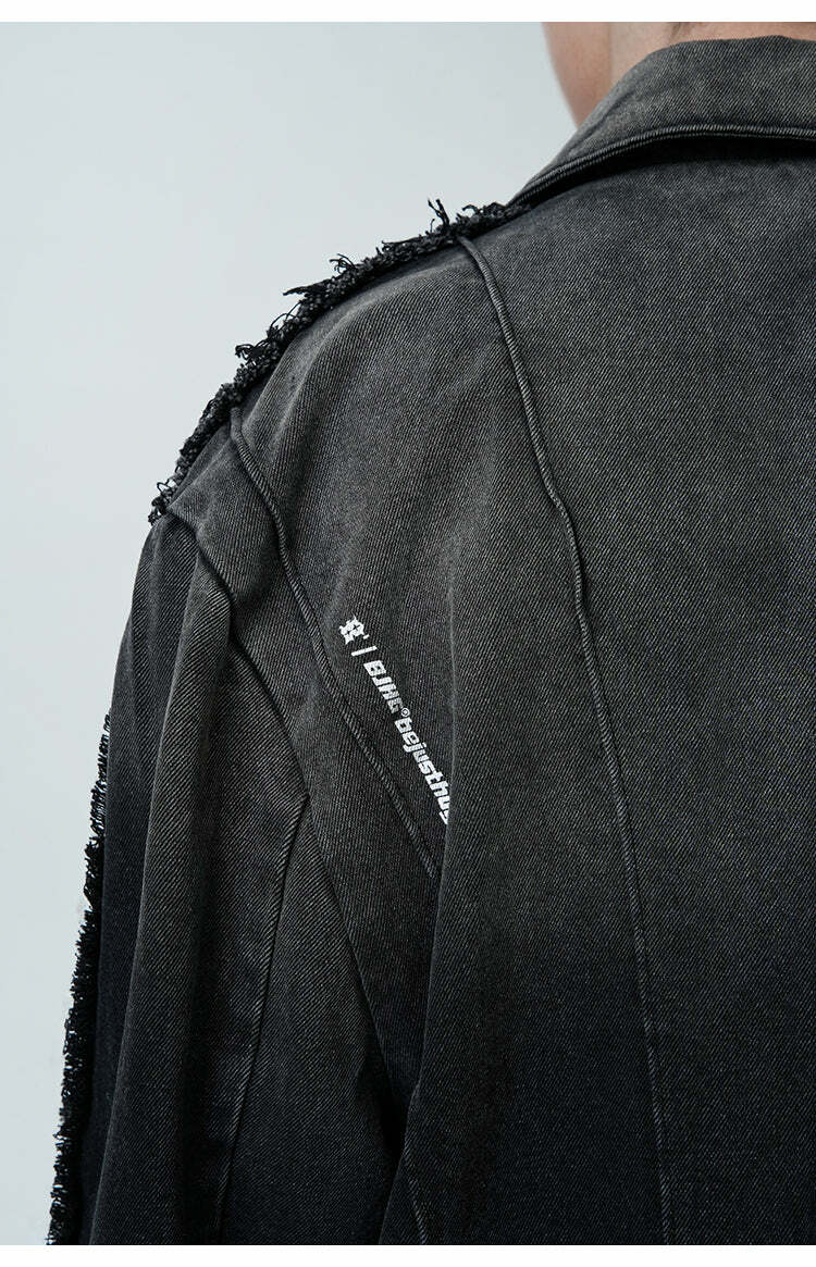 BJHG Faded Denim Trench Coat - Y2K Summer, 90s Grunge, Retro Style, Y2K Party & Club Out