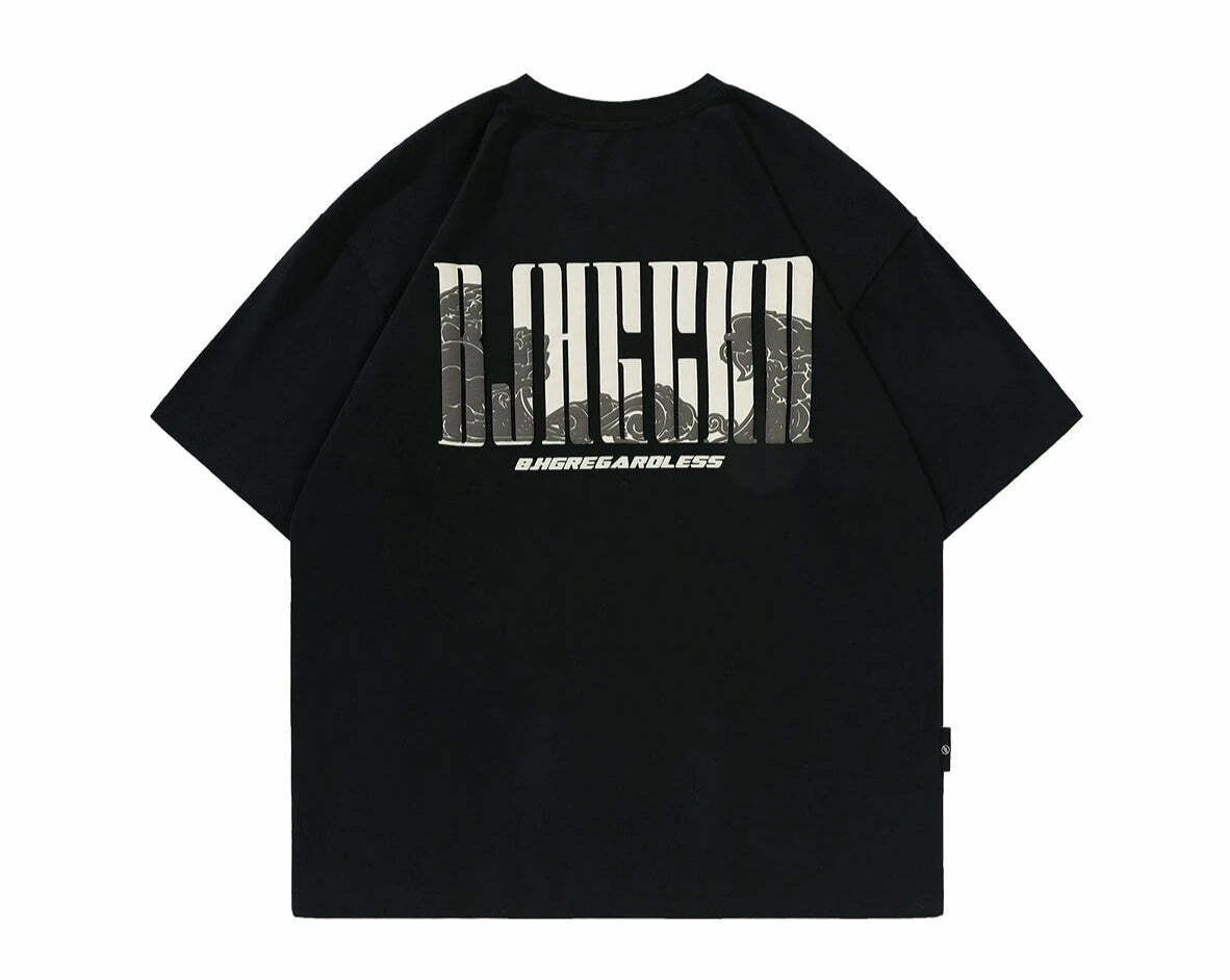 BJHG Great Wave Logo Tee - Y2K Summer, 90s Grunge, Retro Style, Baby Tees, Y2K Popstar