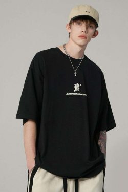 BJHG Great Wave Logo Tee - Y2K Summer Grunge, 90s Retro, Pastel Goth, Y2K Club & Party Out