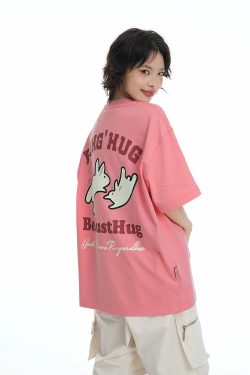 BJHG Leaping Bunny Tee - Y2K Summer Grunge, 90s Retro, Pastel Goth, Y2K Club & Party Out