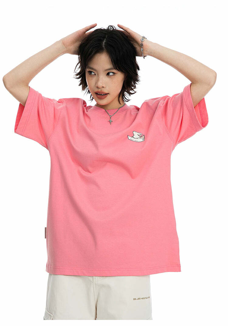 BJHG Leaping Bunny Tee - Y2K Summer Grunge, 90s Retro, Pastel Goth, Y2K Club & Party Out
