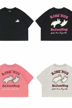 BJHG Leaping Bunny Tee - Y2K Summer Grunge, 90s Retro, Pastel Goth, Y2K Club & Party Out