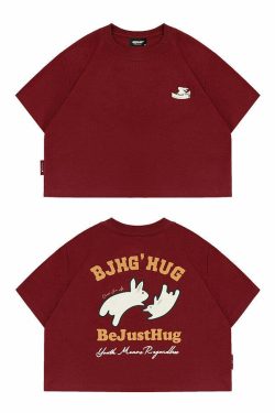 BJHG Leaping Bunny Tee - Y2K Summer Grunge, 90s Retro, Pastel Goth, Y2K Club & Party Out