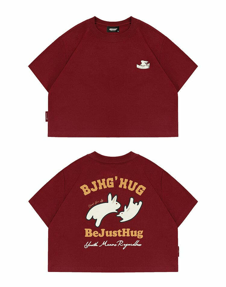 BJHG Leaping Bunny Tee - Y2K Summer Grunge, 90s Retro, Pastel Goth, Y2K Club & Party Out