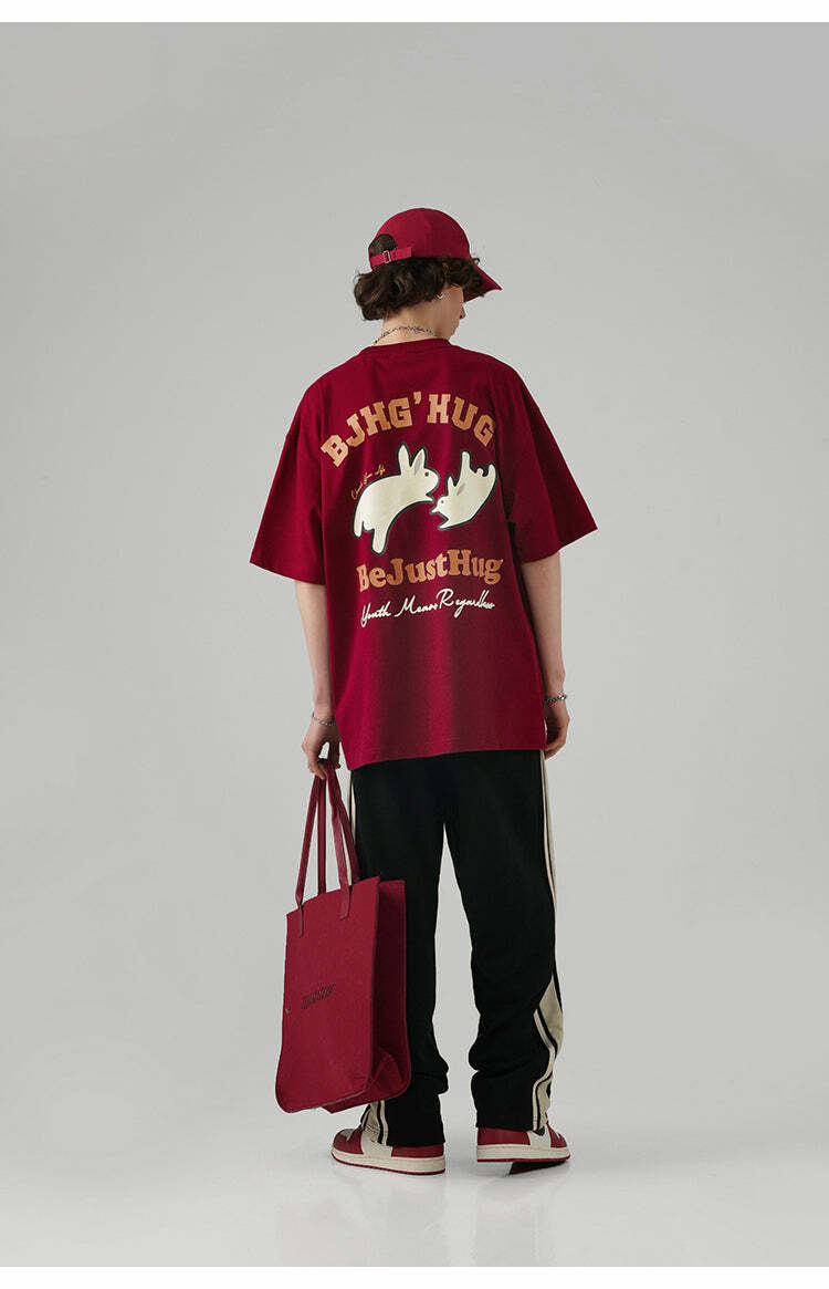 BJHG Leaping Bunny Tee - Y2K Summer Grunge, 90s Retro, Pastel Goth, Y2K Club & Party Out