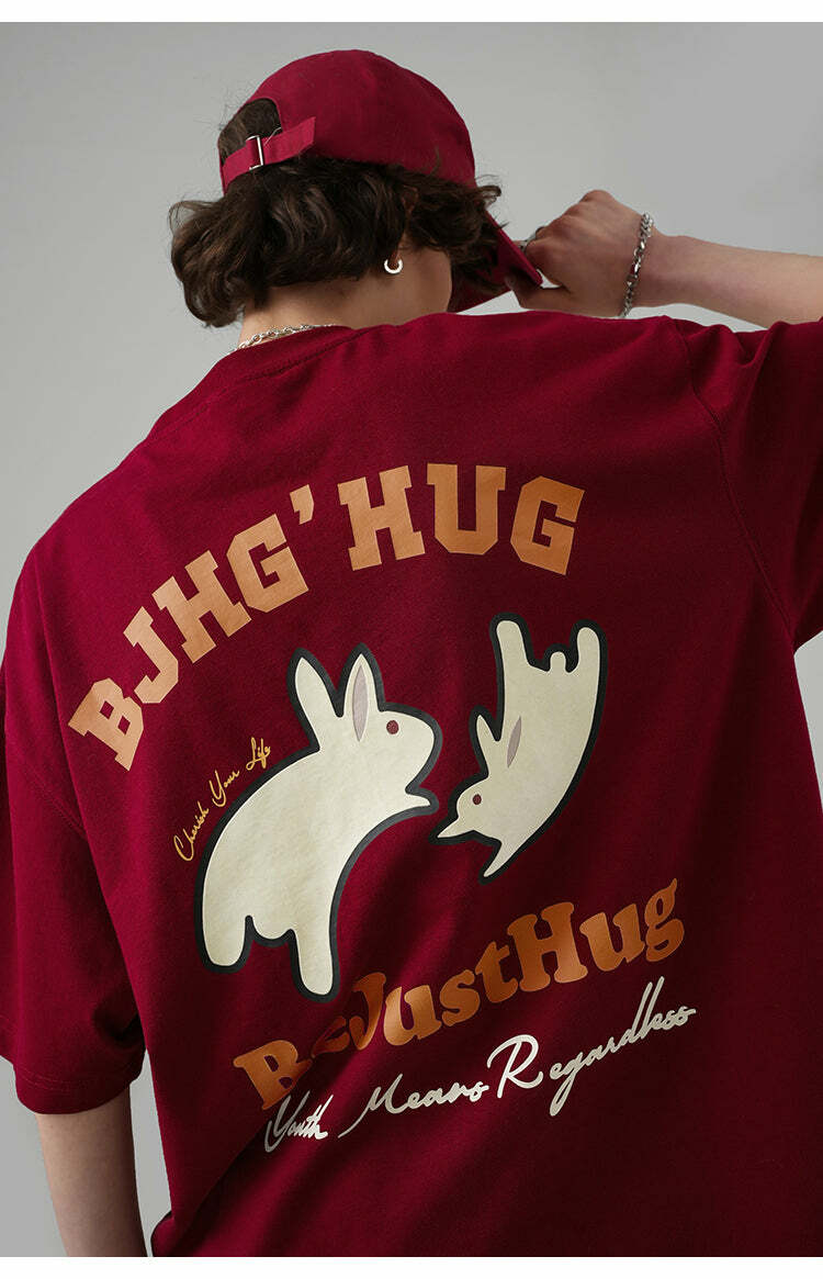 BJHG Leaping Bunny Tee - Y2K Summer Grunge, 90s Retro, Pastel Goth, Y2K Club & Party Out