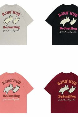 BJHG Leaping Bunny Tee - Y2K Summer Grunge, 90s Retro, Pastel Goth, Y2K Club & Party Out