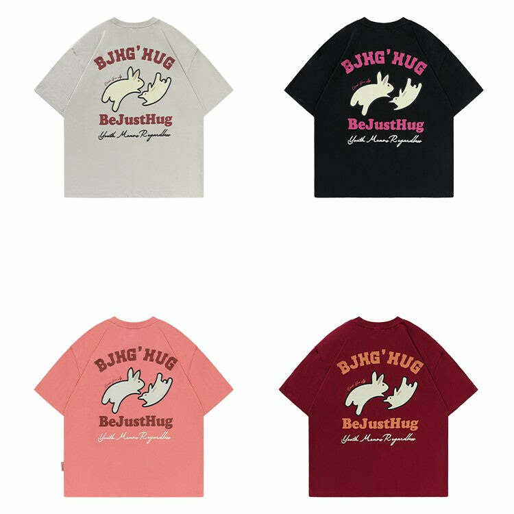 BJHG Leaping Bunny Tee - Y2K Summer Grunge, 90s Retro, Pastel Goth, Y2K Club & Party Out