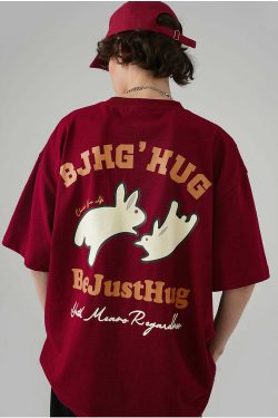 BJHG Leaping Bunny Tee - Y2K Summer Grunge, 90s Retro, Pastel Goth, Y2K Club & Party Out
