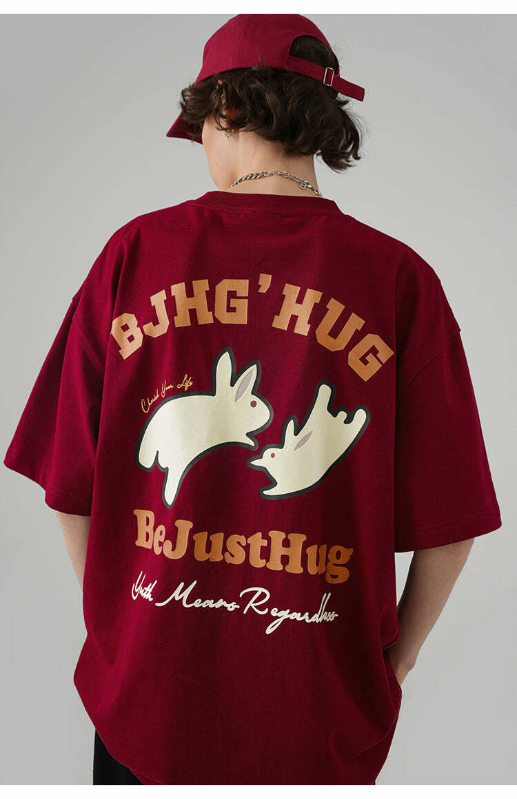 BJHG Leaping Bunny Tee - Y2K Summer Grunge, 90s Retro, Pastel Goth, Y2K Club & Party Out